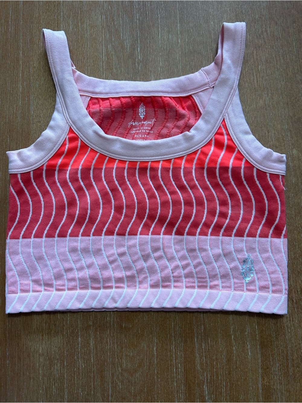 Free People Pink and Coral Striped Cropped Tank
